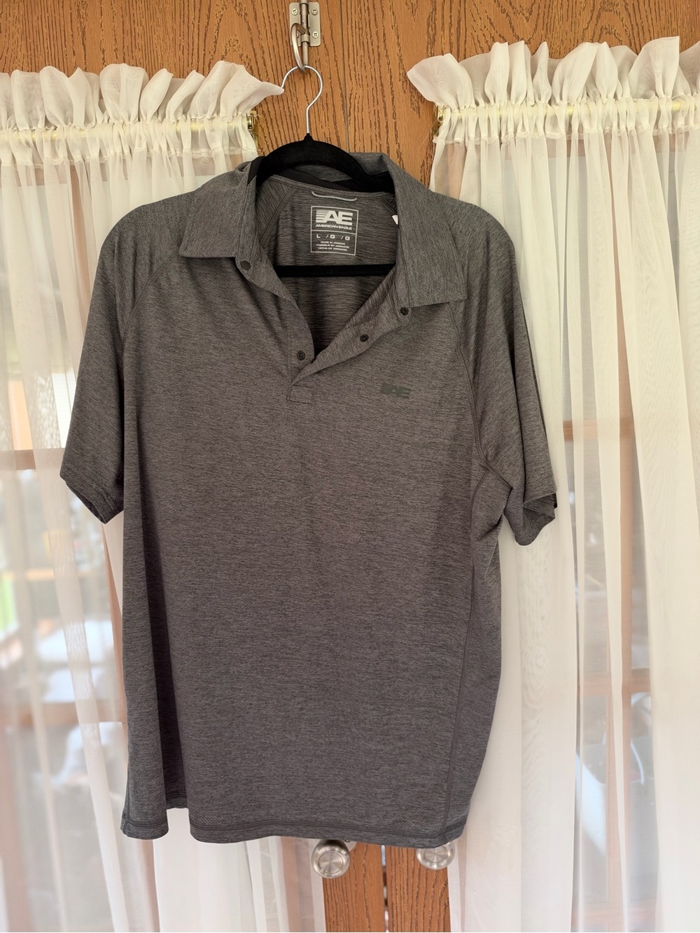 American Eagle Outfitters Charcoal Grey Performance Polo - Men